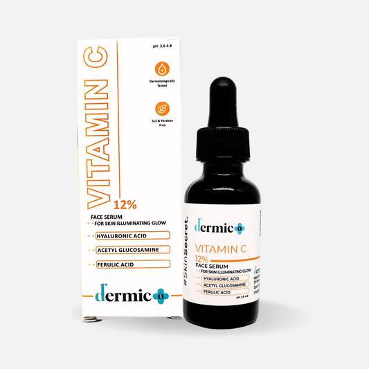 12% Vitamin C Face Serum with Hyaluronic Acid, Acetyl Glucosamine & Ferulic Acid