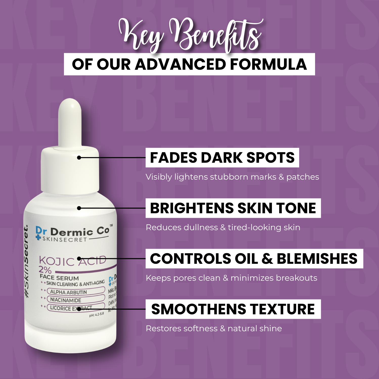 2% Kojic Acid Face Serum with Alpha Arbutin, Niacinamide & Licorice Extract - Image 2