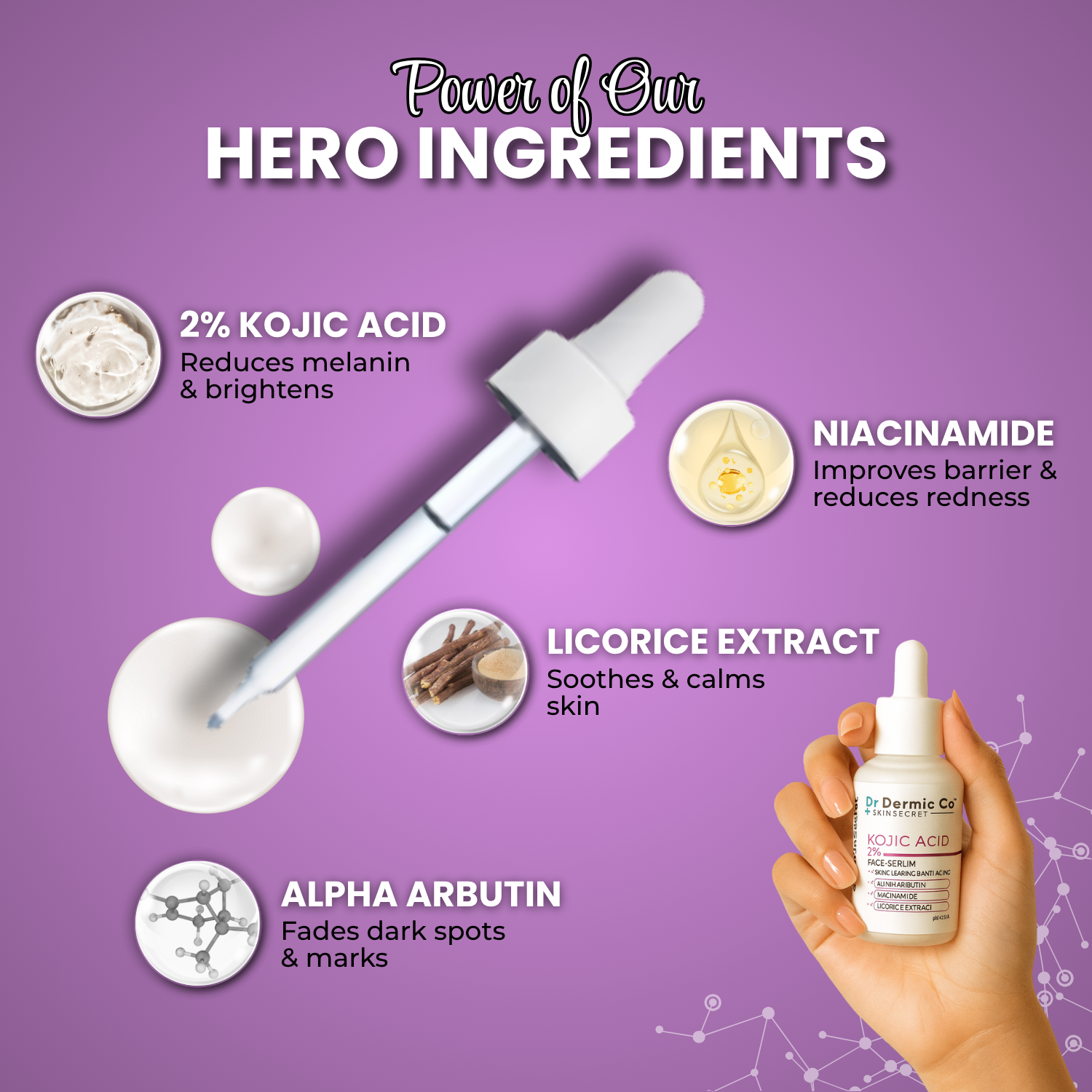 2% Kojic Acid Face Serum with Alpha Arbutin, Niacinamide & Licorice Extract - Image 4