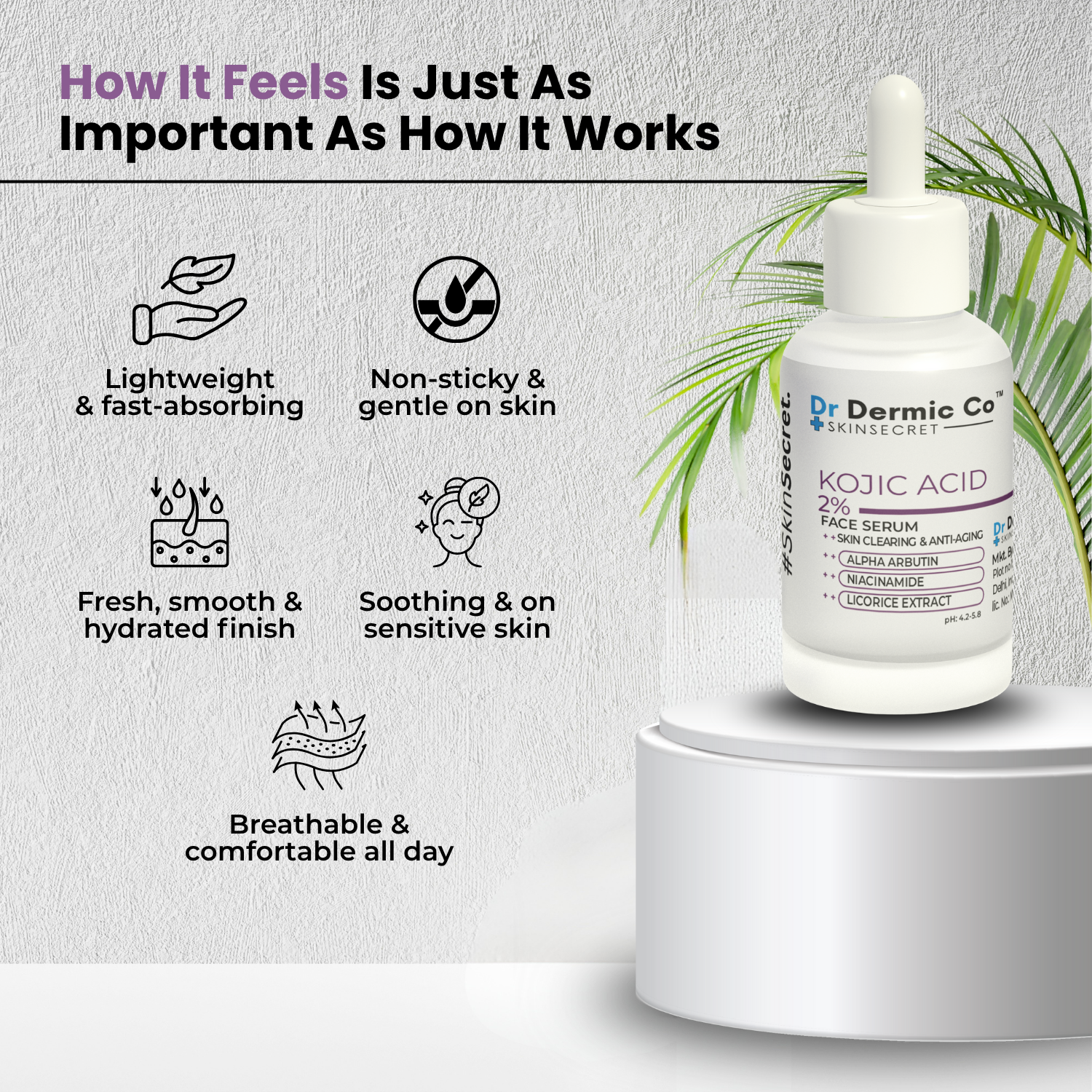 2% Kojic Acid Face Serum with Alpha Arbutin, Niacinamide & Licorice Extract - Image 5