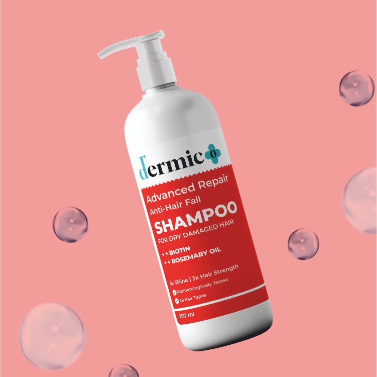 Advanced anti hair fall shampoo for dry damaged hair. Key actives are biotin and rosemary oil